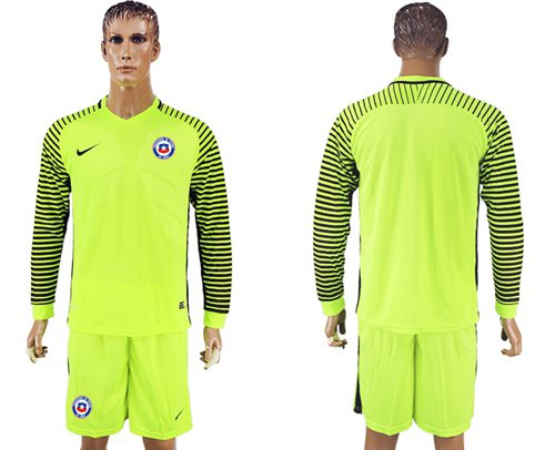 Chile Blank Green Long Sleeves Goalkeeper Soccer Country Jersey